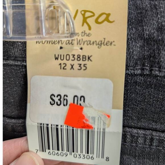 Aura by Wrangler Denim Maxi Skirt 12 X 35 Black Back Slit Western Modest Teacher - Picture 8 of 11